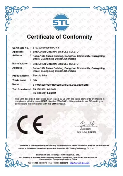 Certificat CE-EMC
