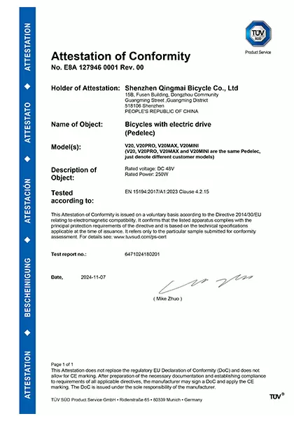 Attestation de conformit&eacute;
