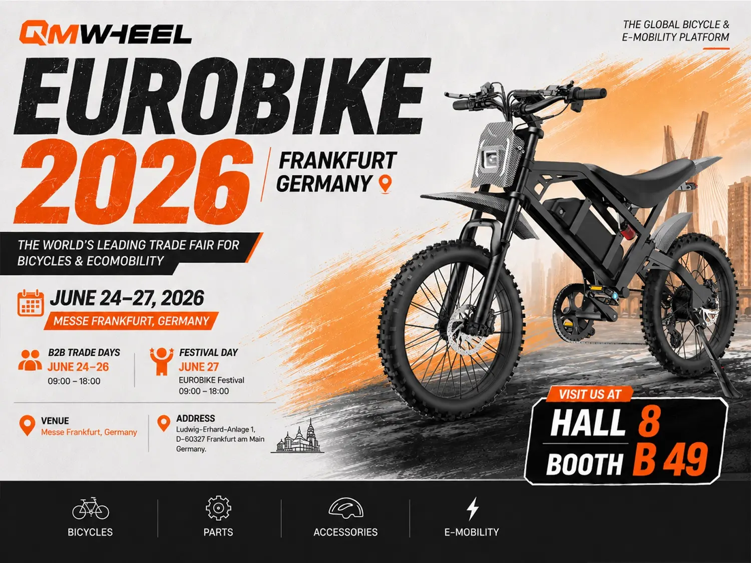 QMWHEEL exposera des v&eacute;los &eacute;lectriques &agrave; gros pneus hautes performances &agrave; l'EUROBIKE 2026